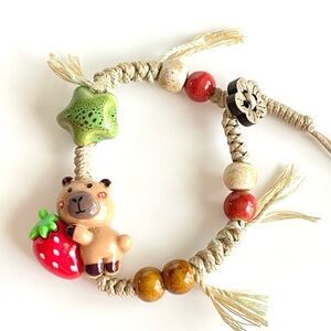 Kids Animal Charm Bracelet with Red and Green Beads